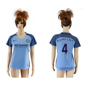 2016-17 Manchester City #4 KOMPANY Away Soccer Women's Blue AAA+ Shirt
