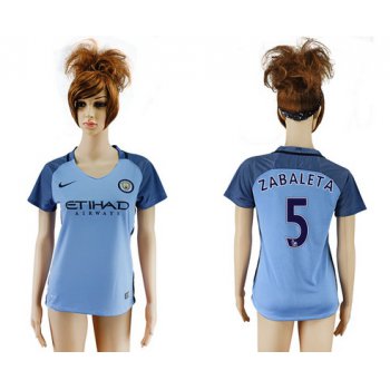 2016-17 Manchester City #5 ZABALETA Away Soccer Women's Blue AAA+ Shirt