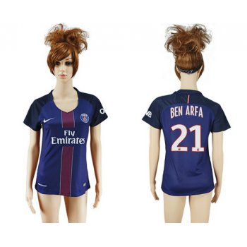2016-17 Paris Saint-Germain #21 BEN ARFA Home Soccer Women's Navy Blue AAA+ Shirt