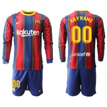 Men 2020-2021 club Barcelona home long sleeve customized red Soccer Jerseys