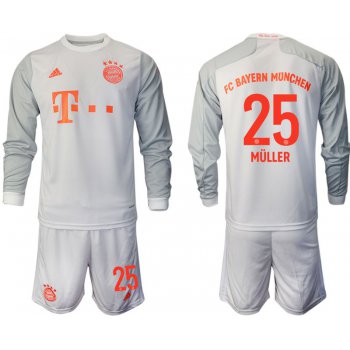 Men 2020-2021 club Bayern Munich away long sleeves 25 white Soccer Jerseys