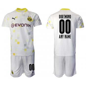 Men 2020-2021 club Borussia Dortmund Second away customized white Soccer Jerseys