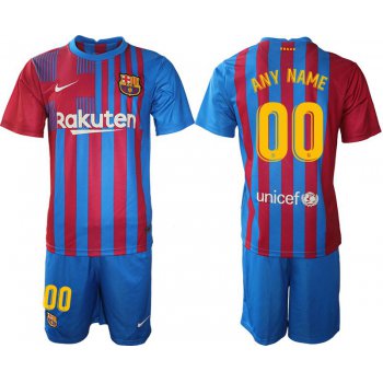 Men 2021-2022 Club Barcelona home blue customized Nike Soccer Jersey