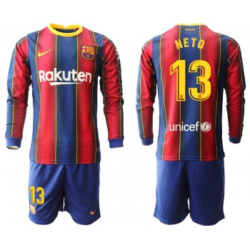 Men 2020-2021 club Barcelona home long sleeve 13 red Soccer Jerseys