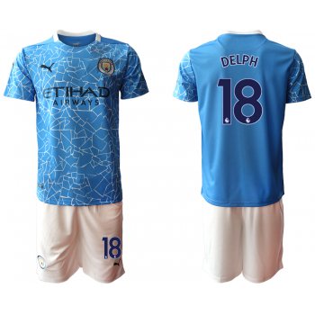 Men 2020-2021 club Manchester City home 18 blue Soccer Jerseys