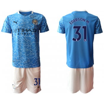Men 2020-2021 club Manchester City home 31 blue Soccer Jerseys
