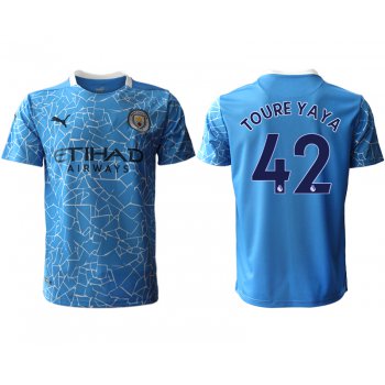 Men 2020-2021 club Manchester City home aaa version 42 blue Soccer Jerseys