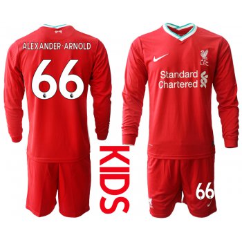 2021 Liverpool home long sleeves Youth 66 soccer jerseys