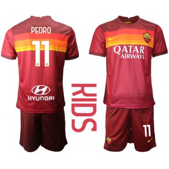 Youth 2020-2021 club AS Roma home 11red Soccer Jerseys