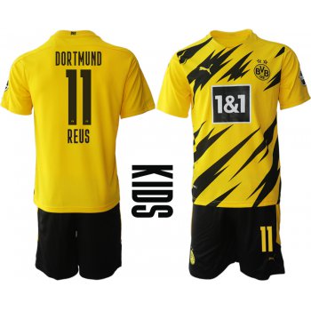 Youth 2020-2021 club Borussia Dortmund home yellow 11 Soccer Jerseys