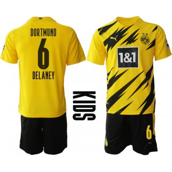 Youth 2020-2021 club Borussia Dortmund home yellow 6 Soccer Jerseys