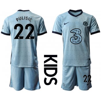 Youth 2020-2021 club Chelsea away Light blue 22 Soccer Jerseys