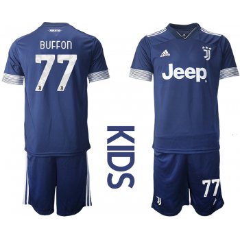 Youth 2020-2021 club Juventus away blue 77 Soccer Jerseys