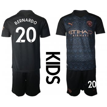 Youth 2020-2021 club Manchester City away black 20 Soccer Jerseys