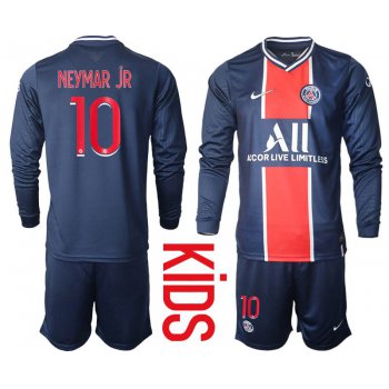Youth 2020-2021 club Paris St German home long sleeve 10 blue Soccer Jerseys