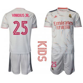 Youth 2021-2022 Club Real Madrid home white 25 Adidas Soccer Jersey