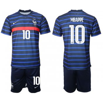 Men 2020-2021 European Cup France home blue 10 Soccer Jersey1