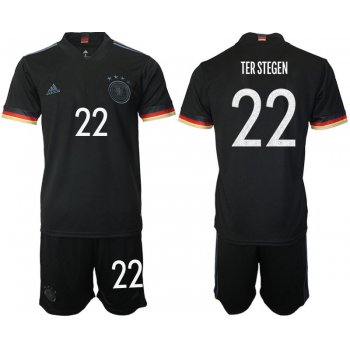 Men 2020-2021 European Cup Germany away black 22 Adidas Soccer Jersey