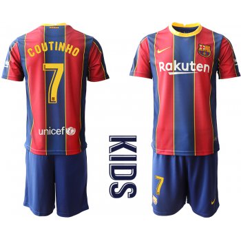 Youth 2020-2021 club Barcelona home 7 red Soccer Jerseys