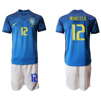 Men 2020-2021 Season National team Brazil away blue 12 Soccer Jersey