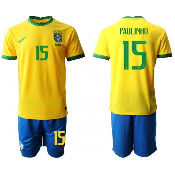 Men 2020-2021 Season National team Brazil home yellow 15 Soccer Jersey