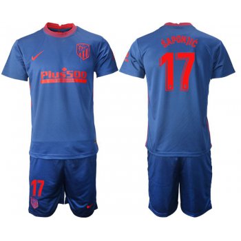 Men 2020-2021 club Atletico Madrid away 17 blue Soccer Jerseys