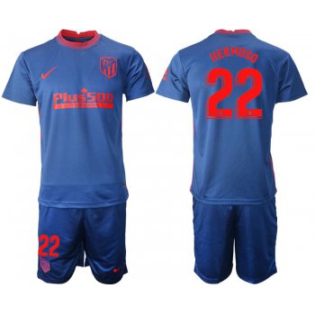 Men 2020-2021 club Atletico Madrid away 22 blue Soccer Jerseys