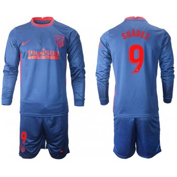 Men 2020-2021 club Atletico Madrid away long sleeves 9 blue Soccer Jerseys1