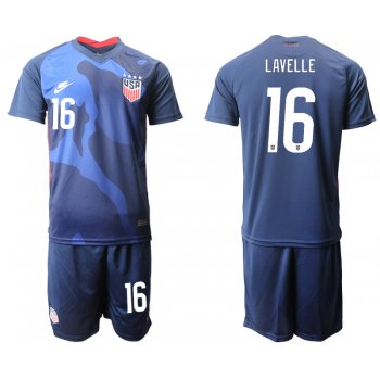 Men 2020-2021 Season National team United States away blue 16 Soccer Jersey