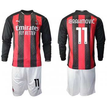 Men 2020-2021 club AC milan home long sleeve 11 red Soccer Jerseys