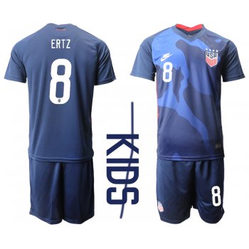 Youth 2020-2021 Season National team United States away blue 8 Soccer Jersey
