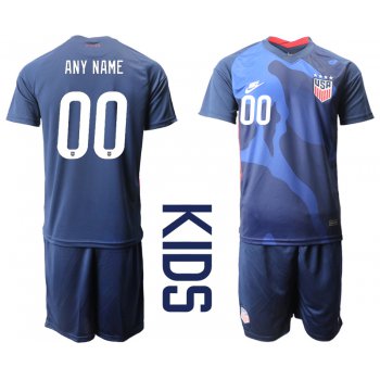 Youth 2020-2021 Season National team United States away blue customized Soccer Jersey