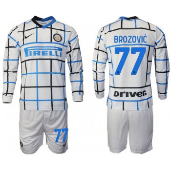 Men 2020-2021 club Inter milan away long sleeve 77 white Soccer Jerseys