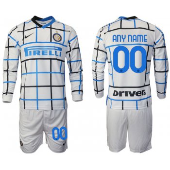 Men 2020-2021 club Inter milan away long sleeve customized white Soccer Jerseys