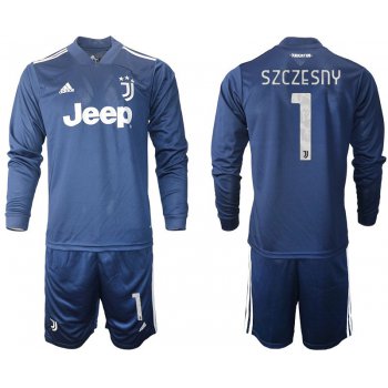 Men 2020-2021 club Juventus away long sleeves 1 blue Soccer Jerseys1