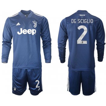 Men 2020-2021 club Juventus away long sleeves 2 blue Soccer Jerseys