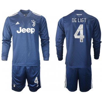 Men 2020-2021 club Juventus away long sleeves 4 blue Soccer Jerseys