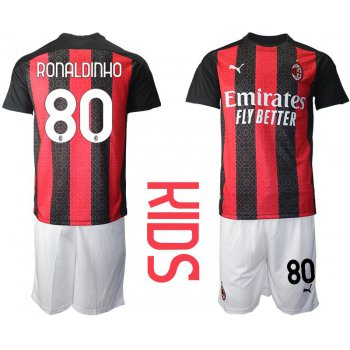 Youth 2020-2021 club AC milan home 80 red Soccer Jerseys