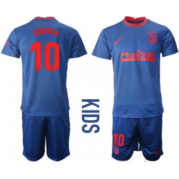 Youth 2020-2021 club Atletico Madrid away 10 blue Soccer Jerseys