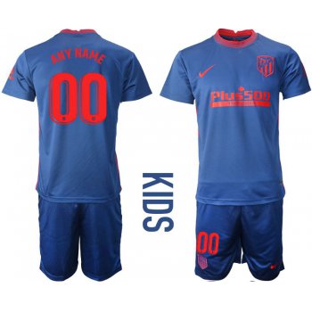 Youth 2020-2021 club Atletico Madrid away customized blue Soccer Jerseys