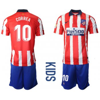 Youth 2020-2021 club Atletico Madrid home 10 red Soccer Jerseys
