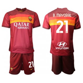 Men 2020-2021 club AS Roma home 21 red Soccer Jerseys