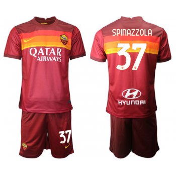 Men 2020-2021 club AS Roma home 37 red Soccer Jerseys