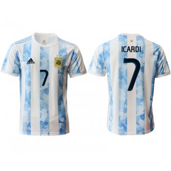 Men 2020-2021 Season National team Argentina home aaa version white 7 Soccer Jersey