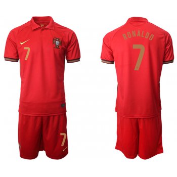Men 2021 European Cup Portugal home red 7 Soccer Jersey