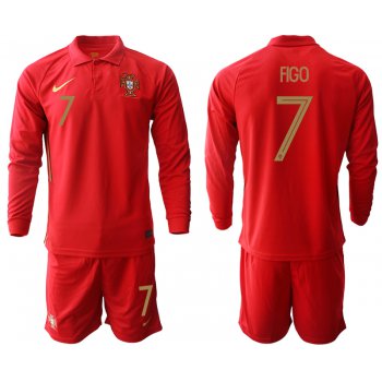 Men 2021 European Cup Portugal home red Long sleeve 7 Soccer Jersey3