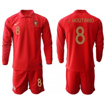 Men 2021 European Cup Portugal home red Long sleeve 8 Soccer Jersey1