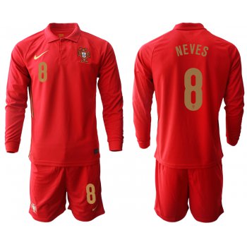 Men 2021 European Cup Portugal home red Long sleeve 8 Soccer Jersey