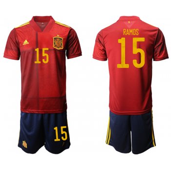 Men 2021 European Cup Spain home red 15 Soccer Jersey