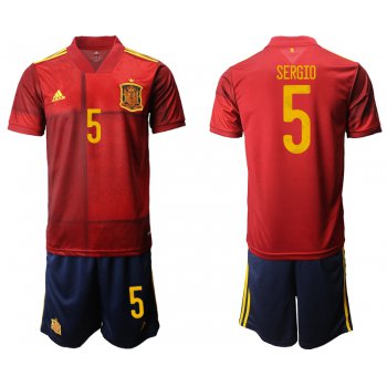 Men 2021 European Cup Spain home red 5 Soccer Jersey